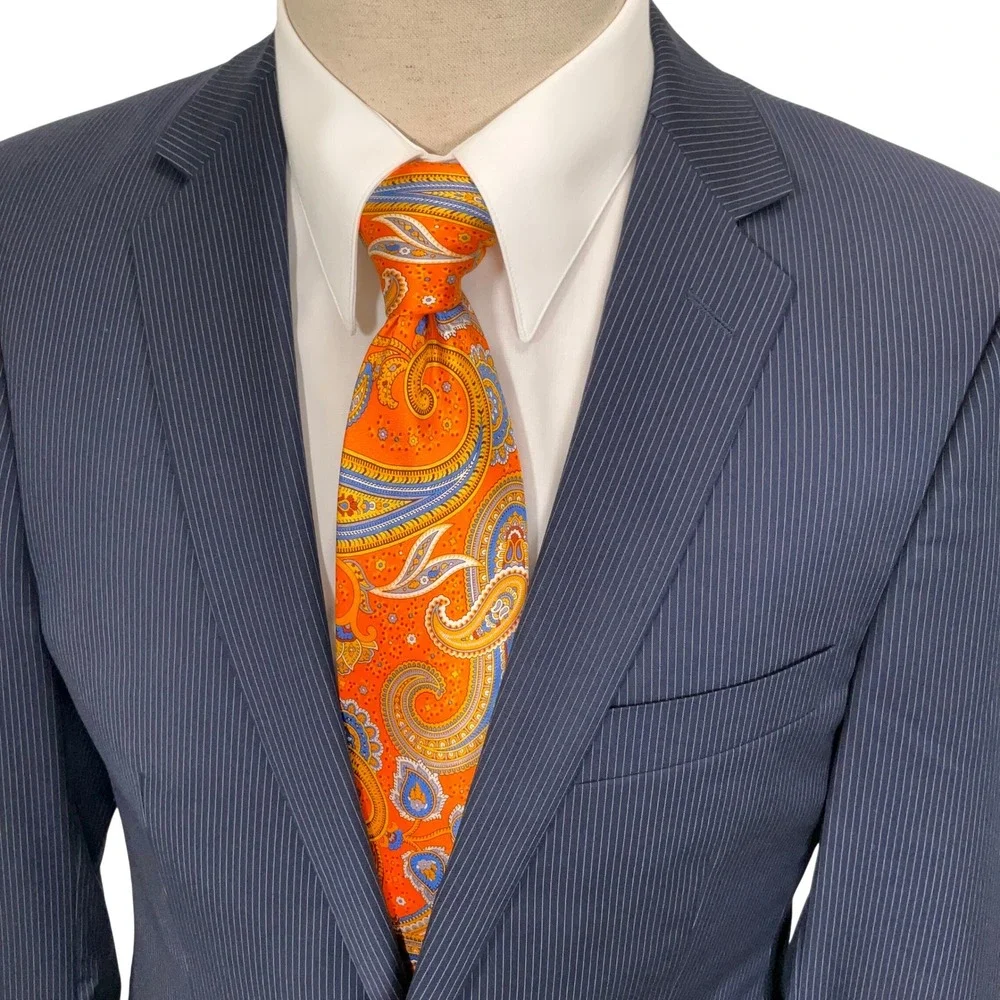 Ralph Lauren Blazer Men 38S Navy Pinstripe Corporate Wool 2-Button Suit Jacket